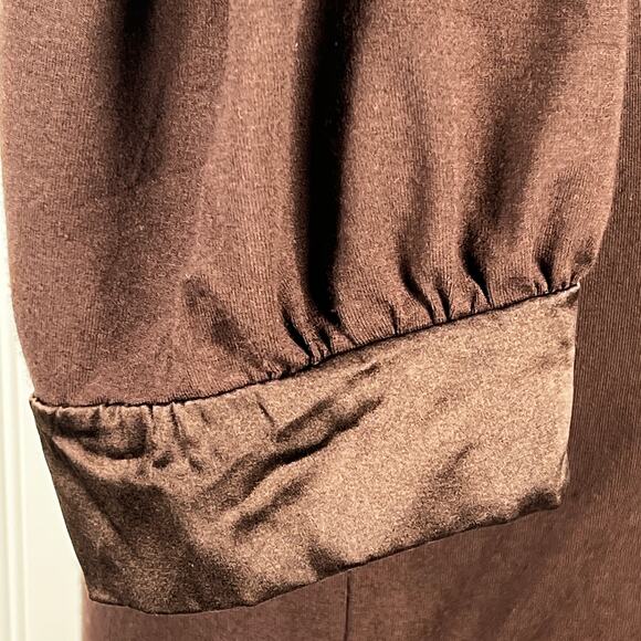 Bebe Y2K Dress Sz Small Brown Silk Trim Puff Sleeve Goblincore Fairy Vintage USA - Picture 6 of 12